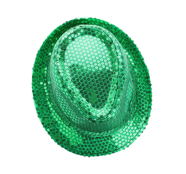 Cappello Leprecauno Verde Isolato Bianco Vista Dall Alto Festa San — Foto Stock