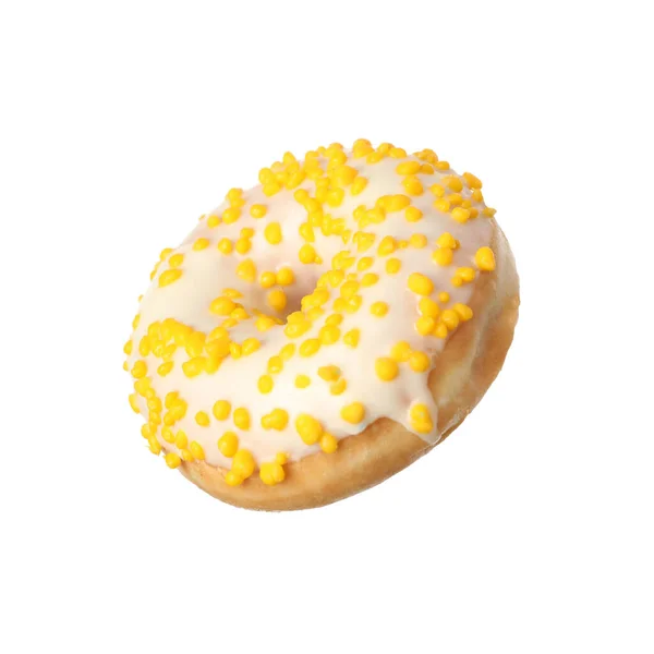 Солодкий Смачний Глазурований Пончик Білому Тлі — стокове фото