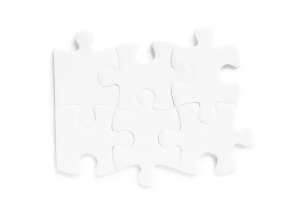 Pièces Puzzle Vierges Isolées Sur Blanc Vue Dessus — Photo