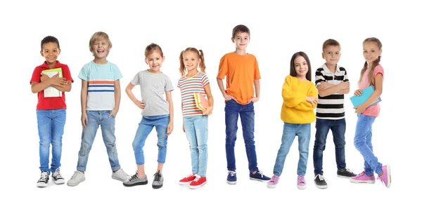 Grupo Escolares Lindos Sobre Fondo Blanco Diseño Banners — Foto de Stock