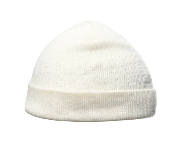 Donna Con Cappello Maglia Sfondo Bianco Primo Piano Abbigliamento Sport — Foto Stock