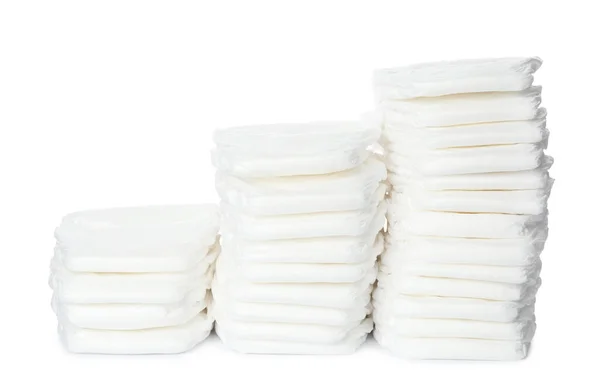 Stacks Baby Diapers Isolated White — Stock Photo, Image