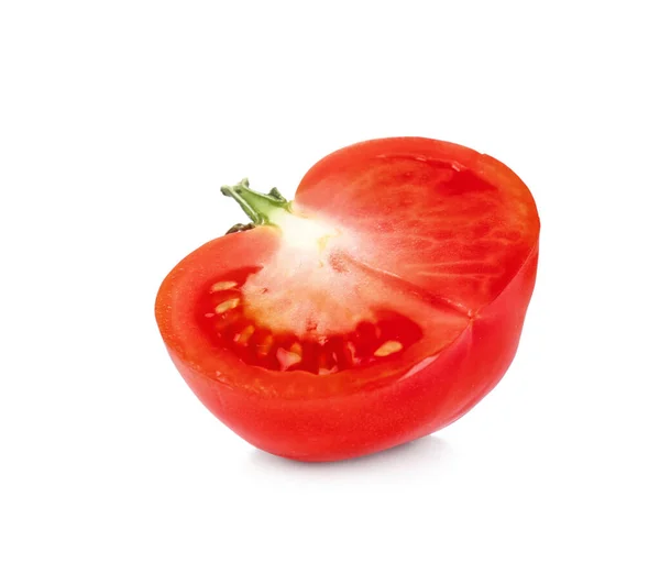 Die Hälfte Der Frischen Tomaten Isoliert Auf Weiß — Stockfoto