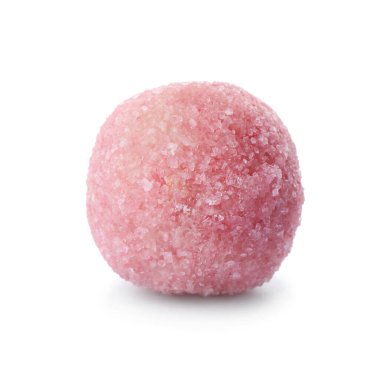 Beyaz üzerine izole edilmiş pembe çikolata şekeri. Süslü şekerlemeler.