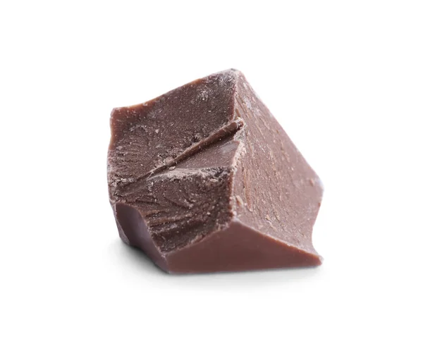 Stuk Melkchocolade Geïsoleerd Wit — Stockfoto