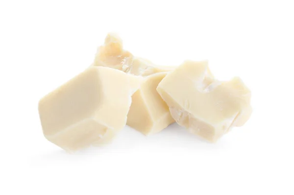 Pedaços Chocolate Delicioso Isolado Branco — Fotografia de Stock