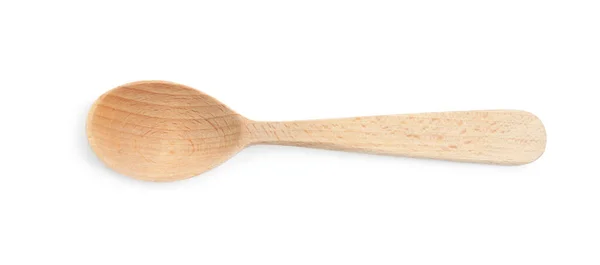 Wooden Spoon Isolated White Top View Cooking Utensil — Stock Photo, Image