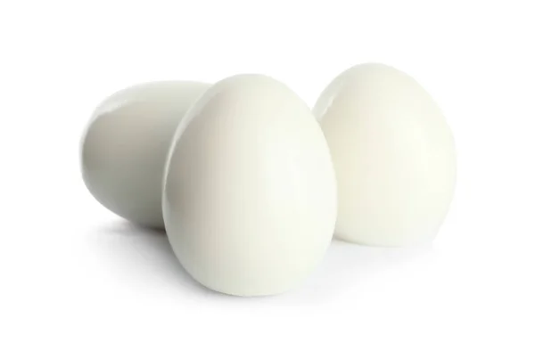 Fresh Boiled Chicken Eggs Isolated White — Stock Photo, Image