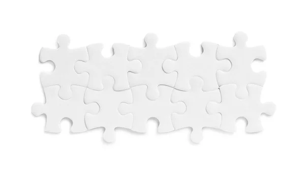 Blank Puzzle Kawałki Izolowane Białym Widok Góry — Zdjęcie stockowe