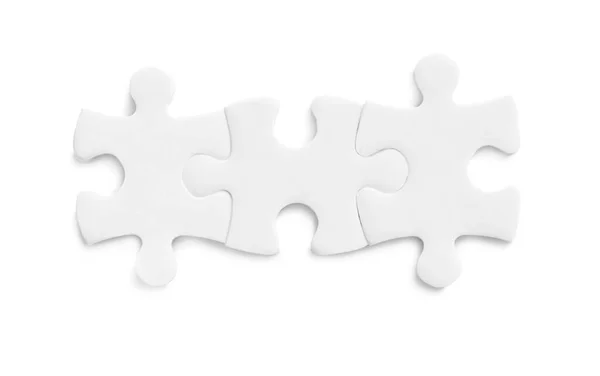 Blank Puzzle Kawałki Izolowane Białym Widok Góry — Zdjęcie stockowe