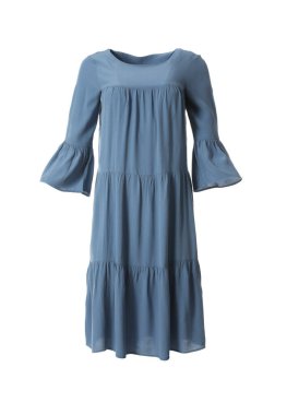 Beyaz arka planda güzel mavi fırfırlı elbise