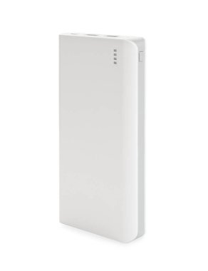 Modern harici taşınabilir şarj cihazı beyaza izole edildi