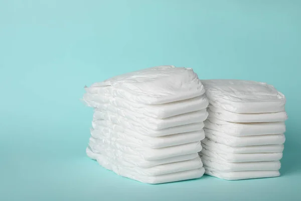 Stacks Diapers Light Blue Background — Stock Photo, Image