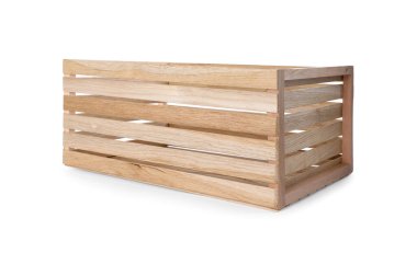 Beyaz üzerine izole edilmiş yeni boş ahşap sandık