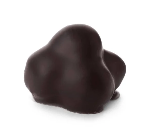 Delicioso Caramelo Chocolate Negro Aislado Blanco — Foto de Stock