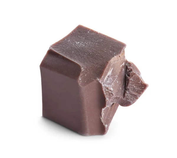 Pedazo Chocolate Con Leche Aislado Blanco — Foto de Stock