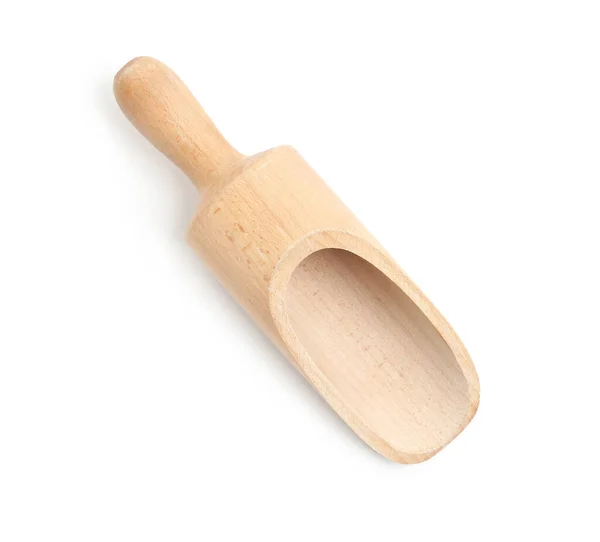 Scoop Legno Isolato Bianco Vista Dall Alto Utensile Cucina — Foto Stock