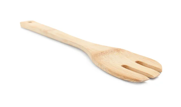 Tenedor Madera Aislado Blanco Utensil Cocina —  Fotos de Stock