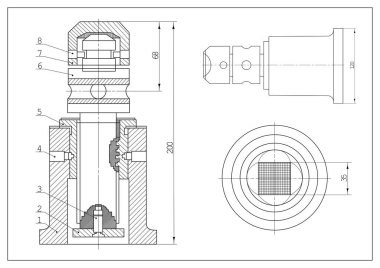 Arka plan olarak teknik çizim. Mekanizma Planı