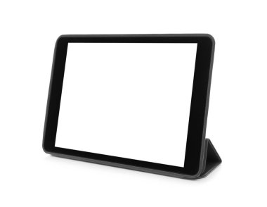 Boş ekranlı tablet bilgisayar beyaza izole edildi. Modern aygıt