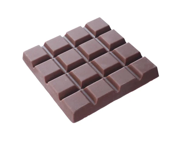 Barra Chocolate Leite Saboroso Isolado Branco — Fotografia de Stock