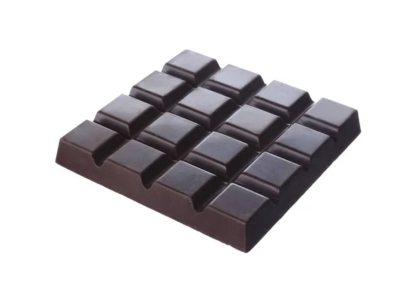 Barra Chocolate Escuro Saboroso Isolado Branco — Fotografia de Stock