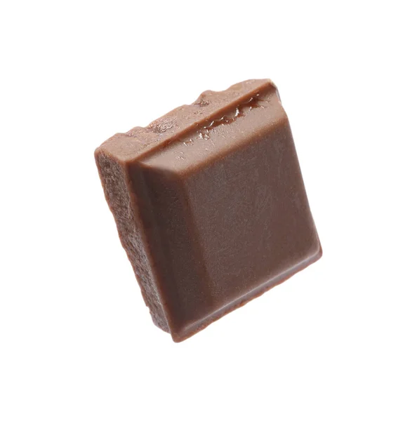 Pièce Délicieux Chocolat Lait Isolé Sur Blanc — Photo