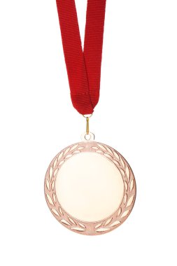 Bronz madalya beyaza izole edilmiş. Tasarım için boşluk