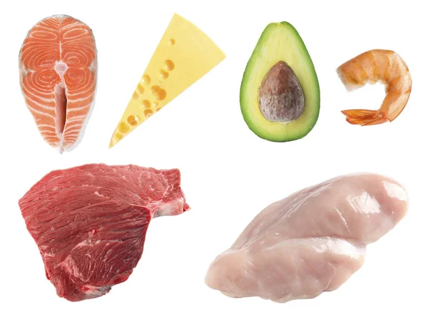 바탕에 단백질 식품을 놓으라 — 스톡 사진