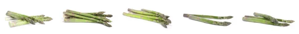 Set Fresh Raw Asparagus White Background Banner Design — Stock Photo, Image