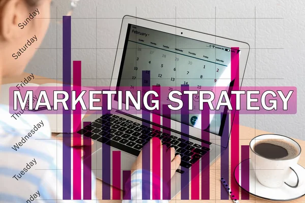 Digitale Marketingstrategie Vrouw Met Laptop Kantoor Close — Stockfoto
