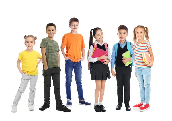 Grupo Niños Lindos Escuela Sobre Fondo Blanco — Foto de Stock