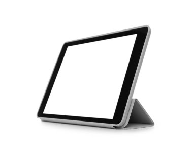 Boş ekranlı tablet bilgisayar beyaza izole edildi. Modern aygıt