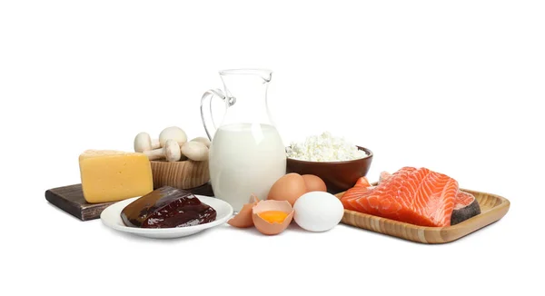 Beyaz Zemin Üzerinde Vitamini Bakımından Zengin Yeni Ürünler — Stok fotoğraf