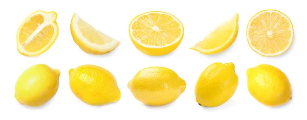 Набір Смачних Лимонів Білому Тлі Дизайн Прапора — стокове фото