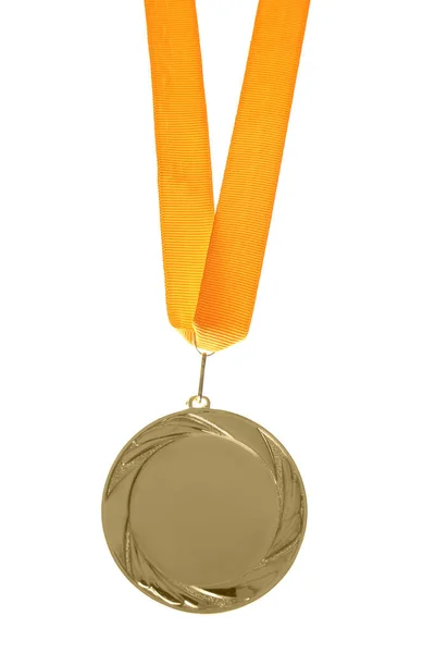 Gouden Medaille Geïsoleerd Wit Ruimte Voor Ontwerp — Stockfoto