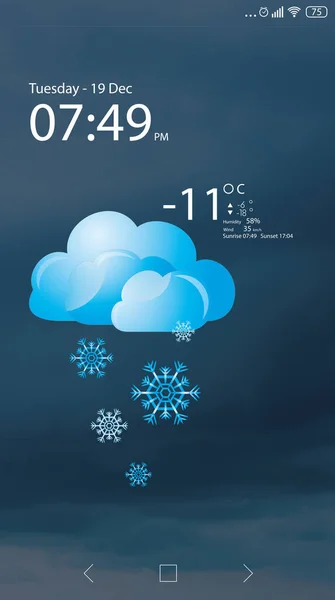 Väderprognos Widget Skärmen Mobilapplikation — Stockfoto