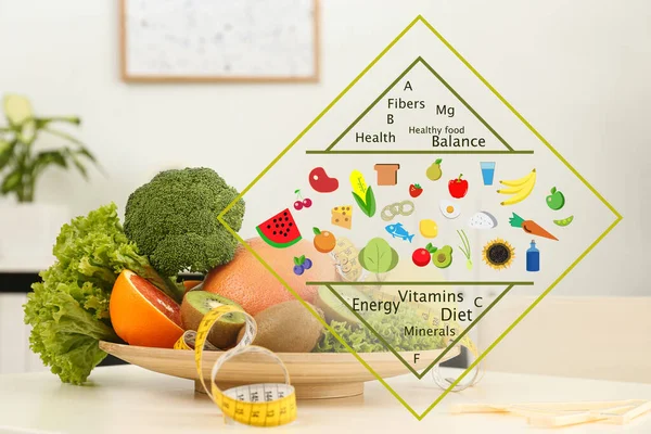 Recomendaciones Del Nutricionista Productos Saludables Mesa Interiores — Foto de Stock