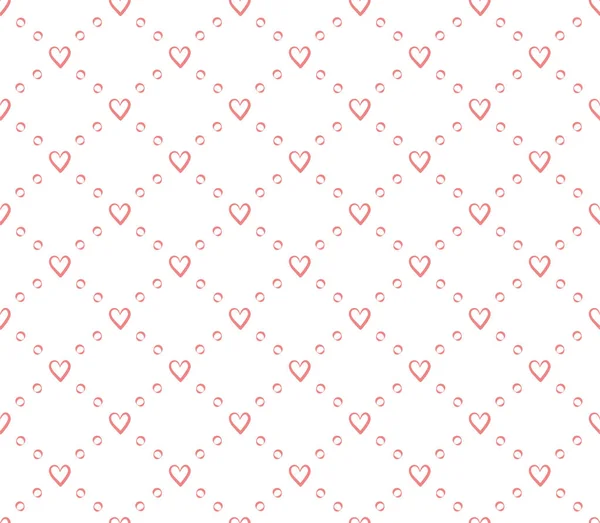 Hand Drawn Vector Illustration Cute Hearts Geometric Seamless Pattern — Stock Vector