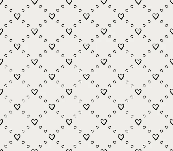 Hand Drawn Vector Illustration Cute Hearts Geometric Seamless Pattern — Stock Vector