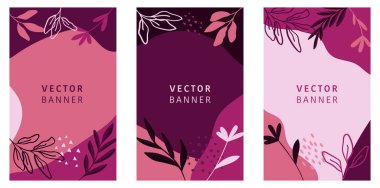 Soyut çiçek vektörü modern hikayeler. El yapımı yaprak şablonu.