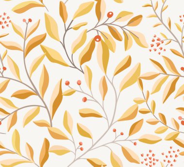Floral vector seamless pattern. Delicate botanical wallpaper. Repeatable background with leaves. clipart