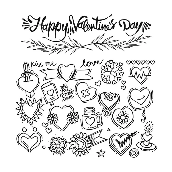 Doodle Love Happy Valentine Den — Stockový vektor