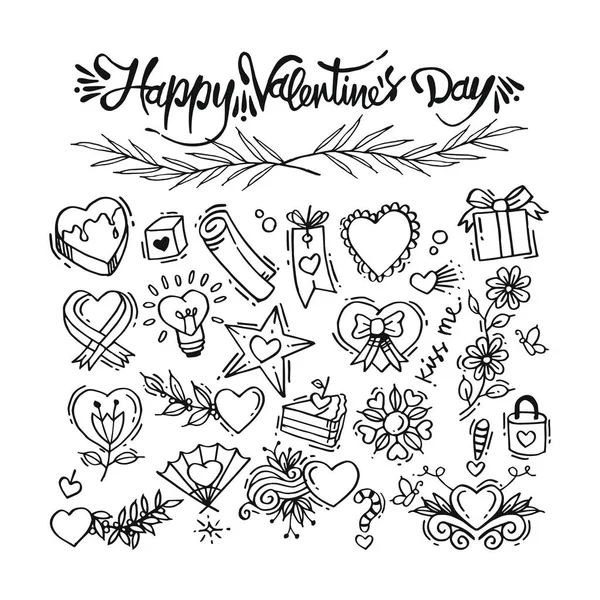 Doodle Feliz Día San Valentín Amor — Vector de stock