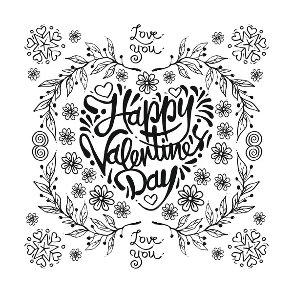 Doodle Happy Valentijnsdag Liefde — Stockvector