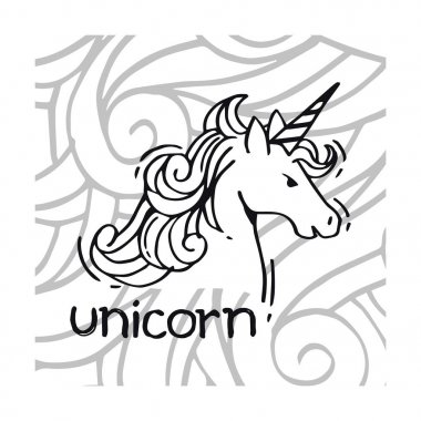 Tek boynuzlu at Doodle desen tasarım 