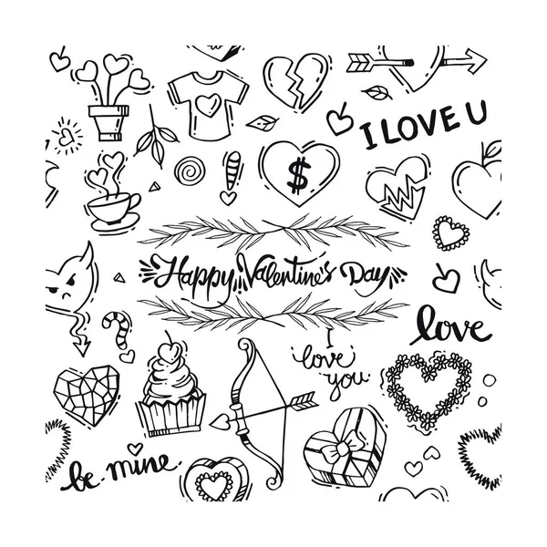 Doodle Feliz Día San Valentín Amor — Vector de stock