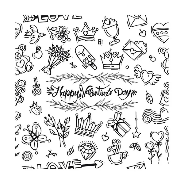 Doodle Amor Dia Dos Namorados Feliz —  Vetores de Stock