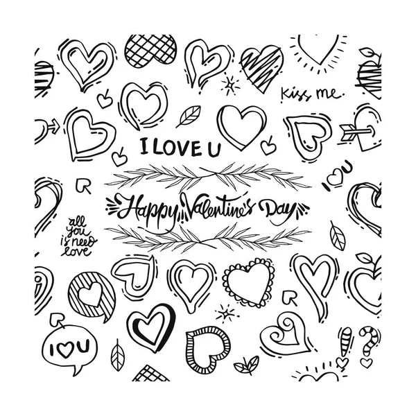 Doodle Happy Valentijnsdag Liefde — Stockvector