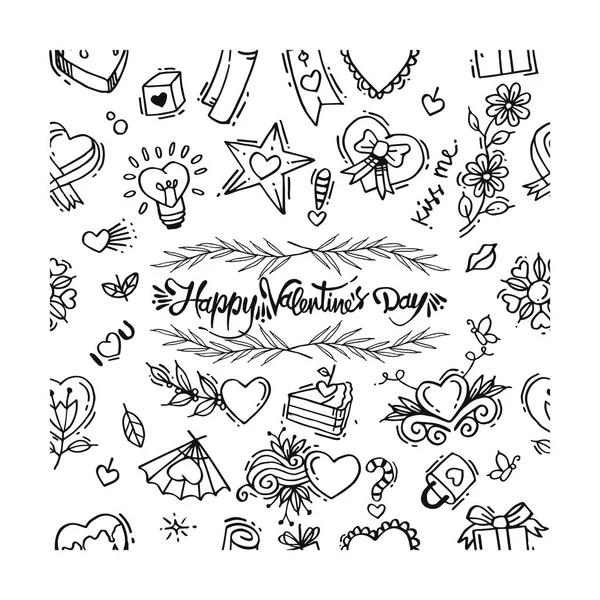 Doodle Happy Valentine Day Love — стоковый вектор